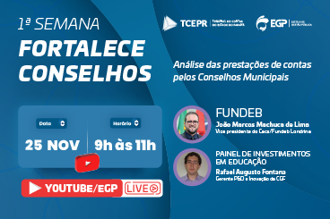 "1ª Semana Fortalece Conselhos" será realizada entre 24 e 28 de novembro, das 9 às 12h, pelo YouTube do TCE-PR